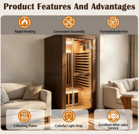 Sauna infrarouge décoratif vintage personnalisé, best-seller, 1 personne, pour la maison, sauna sec en bois spacieux, 1520W, chauffage rapide
