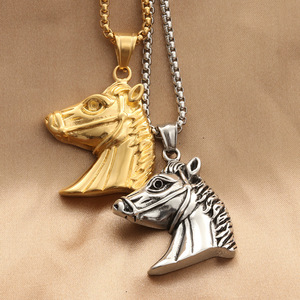 Horse Head Pendant <b>Titanium</b> Steel Animal Themed Men's Fashion Gift Jewelry Summer 2021 - Product Image 2