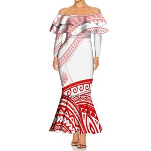 فستان حورية البحر مزدوج مخصص جديد طباعة هاواي تصميم فستان طويل قبالة الكتف فستان طويل الأكمام سيدة ذيل السمكة - Product Image 2