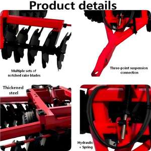 Râteau à disques hydraulique <span class=keywords><strong>pour</strong></span> <span class=keywords><strong>tracteur</strong></span> à roues 110-140 CV 4RM Transmission par engrenages Acier épaissi Résistant à l'usure Longue durée de vie - Product Image 3