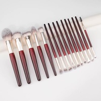 Kit de Maquillage Professionnel 15 Pièces Rose Doré Poils Synthétiques Manche en Bois Végan Premium pour Anti-cernes, Crayon à Lèvres et Fond de Teint