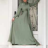 Robe abaya vintage en satin à lacets du fabricant OEM pour femmes Robe longue de style fête à taille naturelle pour femmes