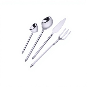 High Quality Royal Silver <b>Mirror</b> Polished Stainless Steel Eco-Friendly Portable <b>Set</b> Unique Long Design Handle Korean Modern <b>Set</b> - Product Image 1