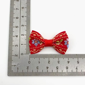 Lazo Floral Rojo Festivo Estilo Chino, Bordado Artesanal, Accesorios para el Cabello de Niños, Materiales Hechos a Mano para Muñecas, Cuatro Estaciones - Product Image 2