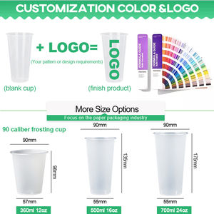 Custom Logo Print PET 12/14/16/20/24oz Round Bottom Bubble Tea Ice Coffee Plastic <b>Cups</b> With Lids - Product Image 4