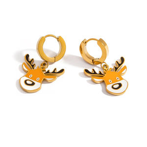 Christmas Jewelry <b>Set</b> Women's Gold Tone Santa Reindeer Pendant Necklace <b>Bracelet</b> Earrings Party Gift Cartoon Style - Product Image 5