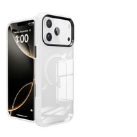 Étui de téléphone magnétique transparent de luxe avec dos transparent, caméra et boutons métalliques pour iPhone 18 Pro Max, étui magnétique antichoc