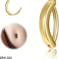 VIEN ZPO-202 RS Anneaux de nombril clicker 14G poli miroir pour femmes, piercing barbell pour nombril, bijoux à rivets avec diamants simulés