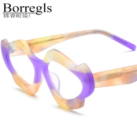 Monture de lunettes Borregls en acétate mat pour femme, lunettes de vue rétro multicolores œil de chat de haute qualité, lunettes optiques homme 9291