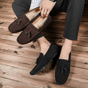 Chaussures décontractées pour hommes, style beanie, printemps/été/automne, respirantes, antidérapantes, dessus en cuir, doublure en PU, à enfiler - Product Image 6