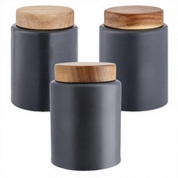 Boîtes de rangement pour café, thé et sucre, 3 pièces, en céramique avec couvercle en bois, hermétiques