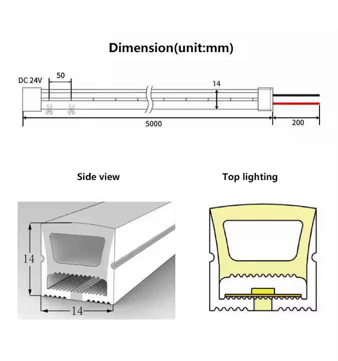 2025 High Brightness 14mm Neon Tube Light Separated Silicone Led Neon Flex Strip Light for Wall