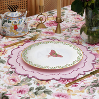 Charmant ensemble d'assiettes en porcelaine papillon délicat et motifs floraux avec bords dorés pour un dîner enchanteur