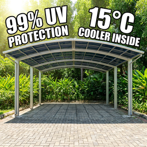 Abri de voiture extérieur en polycarbonate résistant à la chaleur avec protection UV à 99 %, auvent durable pour <span class=keywords><strong>parking</strong></span> extérieur - Product Image 1