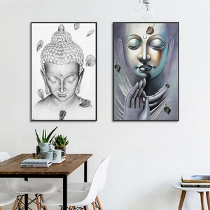 Bow Meditation <strong>Buddha</strong> Statue <strong>Canvas</strong> <strong>Painting</strong> on the Wall Black and White Modern Buddhist Posters and Prints Art Pictures Decor - Product Image 1
