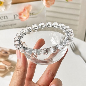 Plato de Vidrio Transparente con Borde de Perlas para Postres, Plato Pequeño para Salsas, Plato Largo para Servir Frutas, Helados, Bocadillos y Fiestas - Product Image 5