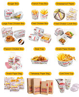 Boîte en papier personnalisée gaufrée, recyclée et durable pour frites, poulet frit, burgers, poisson frit et autres snacks de rue
