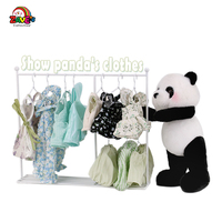Zaves 12 pouces doux Panda jouet bleu vif rechargeable petit style frais avec une jambe debout tissu vêtements robe fabricant pour les filles