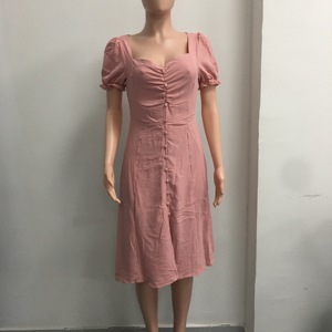 Primavera y verano nuevos vestidos de longitud media para mujer con cuello en V de un solo pecho Sehe Fashion - Product Image 6