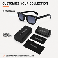 Lunettes de soleil carrées en acétate Mellume pour femmes, monture épaisse cloutée, style rétro, luxe léger, verres polarisés UV400, logo personnalisé, vente en gros OEM