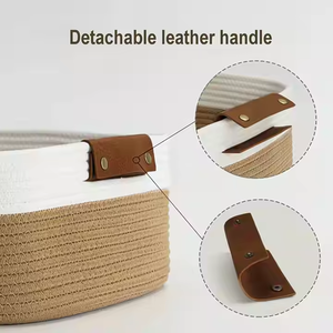 नवीनतम डिजाइन किए गए भंडारण कपड़े टोकरी कपास रस्सी की टोकरी के साथ कपास रस्सी बुना हुई टोकरी के साथ कपड़े धोने की टोकरी - Product Image 6