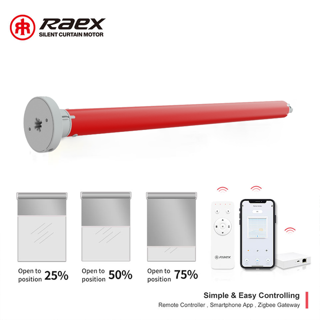 Raex TQA25-E Tuya Mijia 100% Blackout Long Aluminum Smart Curtain Motor Roller Blind Motor