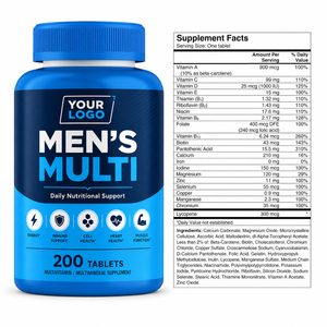 Comprimés Multivitaminés pour Hommes à Marque Blanche, Faible MOQ, Certifiés BPF, Vitamine D, Complexe B, Zinc, Magnésium, Vitalité et Bien-être Immunitaire - Product Image 5