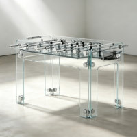Table de baby-foot en verre trempé transparent, design moderne et luxueux, avec tiges métalliques, pour divertissement à domicile