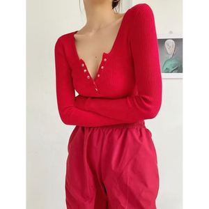 High Quality Slim Fit Long Sleeve Knitted <b>Women's</b> <b>Bodysuit</b> Jumpsuit Slimming Solid Color Bottoming Shirt - Product Image 4