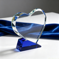 Personnalisé Amour Médaille Coupe Haute Gravure Coeur Grade Verre Plaque Coeur En Forme De Prix Cristal Trophée Verre Prix