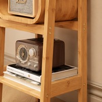 Meuble de rangement en bambou en forme de capsule, bibliothèque étroite de 45 pouces de haut avec tiroir pour hôtel de charme