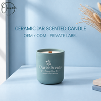 Bougie en cire de soja 100% naturelle en pot en céramique mat, faible émission de fumée, parfum personnalisé, logo pour la décoration de la maison