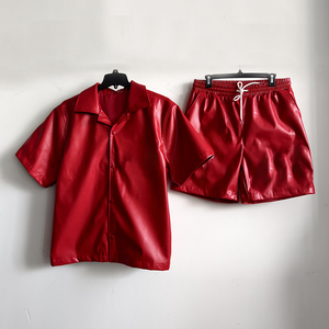 Camicie da <span class=keywords><strong>uomo</strong></span> OEM taglie forti, traspiranti, in ecopelle, stile casual, con colletto a risvolto, antipiega, e pantaloncini per l'estate - Product Image 1