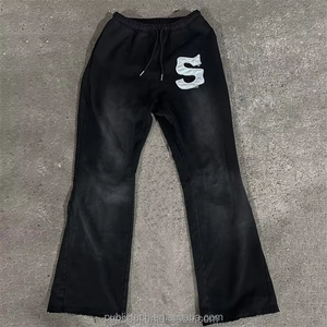 Survêtement personnalisé délavé à l'acide, jogging en coton, survêtement à broderie, ensemble pantalons de survêtement évasés et sweats à capuche, survêtements vieillis, survêtements pour hommes - Product Image 4
