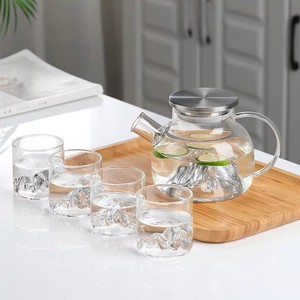 Juegos de té y teteras de vidrio resistente al calor para uso doméstico, una tetera y cuatro tazas para ver las montañas, y teteras para oficina. - Product Image 3