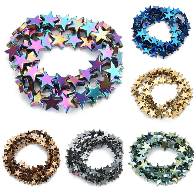 4-10mm Flat Five Pointed Star Hematite Loose Beads Natural Stone for Unisex Bracelet Necklace DIY Handmade Fashion Jewelry Craft