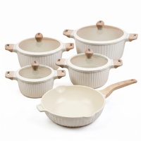 Ensemble de casseroles antiadhésives en céramique marbrée, revêtement non toxique, compatible lave-vaisselle, articles ménagers, vente en gros, OEM, marque privée