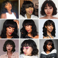Perruque synthétique résistante à la chaleur la plus vendue de l'usine, avec colle, ondulations volumineuses, ligne de cheveux naturelle, style bob court, bonnet ajustable, haute qualité
