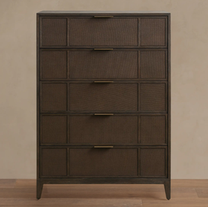 Meubles de chambre à coucher, commodes antiques faites à la main en <span class=keywords><strong>bois</strong></span> massif avec cinq tiroirs en rotin - Product Image 3
