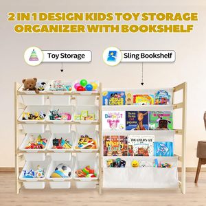 Organisateur de stockage de jouets avec étagère 12 bacs de <span class=keywords><strong>rangement</strong></span> Étagère polyvalente à 4 niveaux pour organiser les jouets et les livres pour la chambre des enfants - Product Image 2