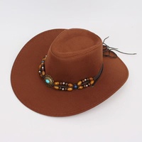 Sombrero Vaquero Occidental de Verano, Estilo Étnico, de Ala Ancha, Protección Solar para Exteriores, Poliéster/Algodón, Unisex, para Adultos, Talla 58-60CM
