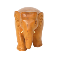 HANDICRAFTS INN Figurine d'éléphant en bois artisanale de 3 pouces, style antique poli, décoration d'intérieur, ornement de table, objet de collection
