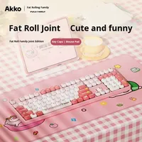 AKKO POCO Pig Co-branded Mechanical Keyboard Keycaps & Mouse Pad Large Table Mat Girls' Cute Cartoon Office Desk Set