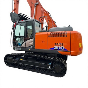 Excavatrice sur chenilles Hitachi Zaxis 210 de couleur orange, équipement de construction - Product Image 1