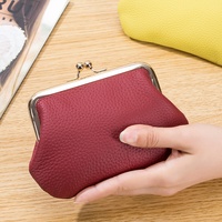 Luxe Vintage femmes petit cuir de vachette porte-monnaie portefeuille avec baiser serrure en cuir véritable Mini porte-carte sacs de rangement