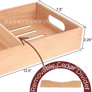 Caja de Almacenamiento de Cigarros Rectangular de Madera de 12.5x7.5x2.25 Pulgadas con Asa, Divisor de Cedro Extraíble, Organizador de Escritorio Portátil - Product Image 1