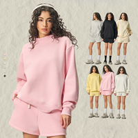 Sweat-shirt en molleton rose à col montant pour femme, avec logo personnalisé, style streetwear Y2K, coupe ample, épais et chaud, vente en gros d'usine