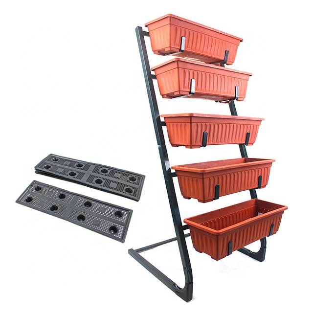 אנכי העלה Garten Jardin גן מיטת 5 Tier מפל פרח צמח סיר המטע Stand