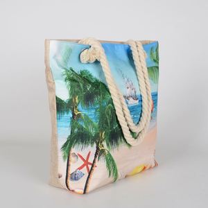 Sac de plage tissé pour femme, grand format, personnalisé avec logo imprimé, style hawaïen, réutilisable, pour les vacances d'été, vente en gros - Product Image 3