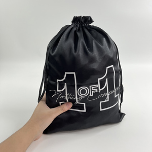 ถุงผ้าซาตินสีดำแบบกำหนดเองสำหรับบรรจุภัณฑ์ของขวัญสุดหรู ถุงใส่เครื่องประดับแบบมีเชือกผูก เช่น ต่างหู สร้อยคอ - Product Image 3